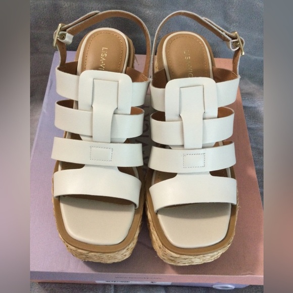 Lisa Vicky Just Strappy Platform White Sandals Size 8.5 M - Picture 2 of 12